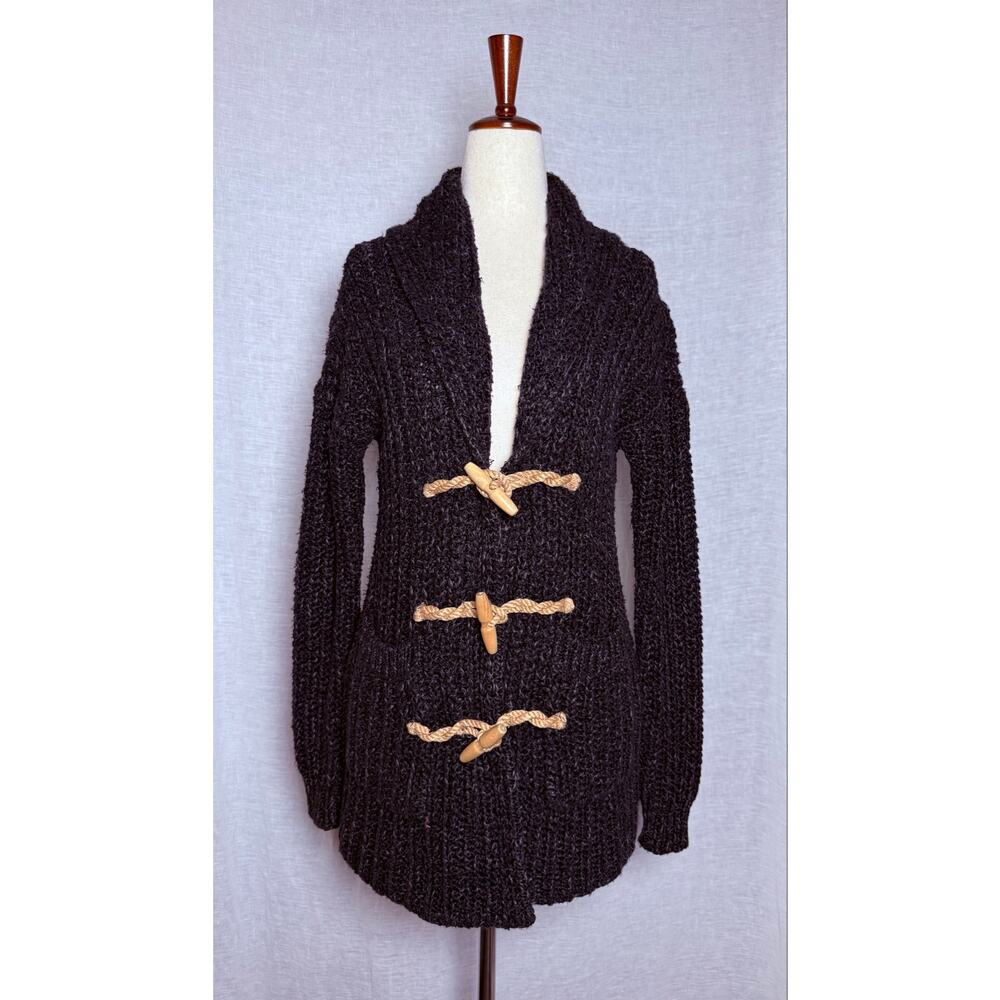 Denim & Supply Ralph Lauren Chunky Toggle Sweater Black Shawl Collar Cable
XS